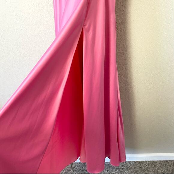 B. Darlin New Pink Satin Slip Dress Formal Gown Size 13 - Picture 4 of 8